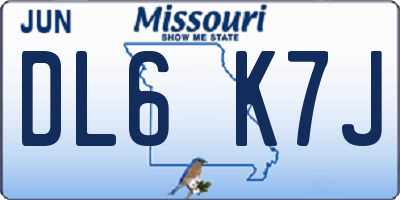 MO license plate DL6K7J