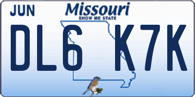 MO license plate DL6K7K