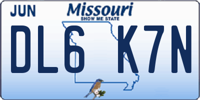 MO license plate DL6K7N
