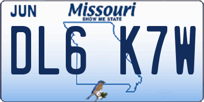 MO license plate DL6K7W