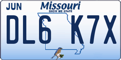 MO license plate DL6K7X