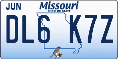 MO license plate DL6K7Z