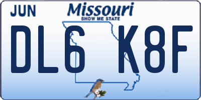MO license plate DL6K8F