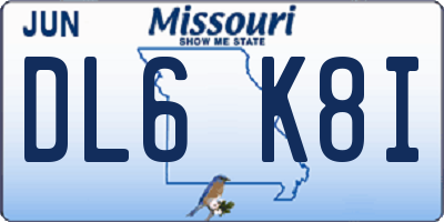 MO license plate DL6K8I