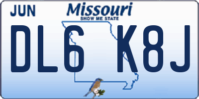 MO license plate DL6K8J