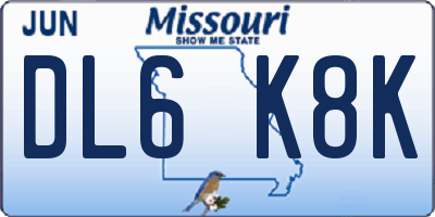 MO license plate DL6K8K