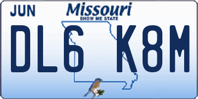 MO license plate DL6K8M