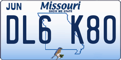 MO license plate DL6K8O