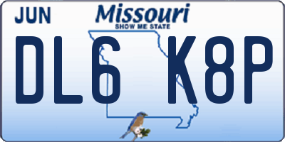 MO license plate DL6K8P