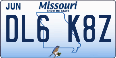 MO license plate DL6K8Z