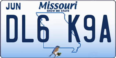 MO license plate DL6K9A