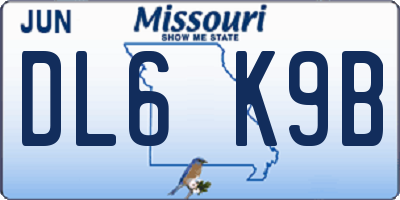 MO license plate DL6K9B