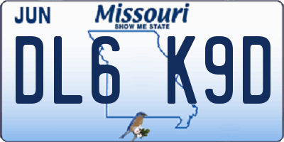 MO license plate DL6K9D