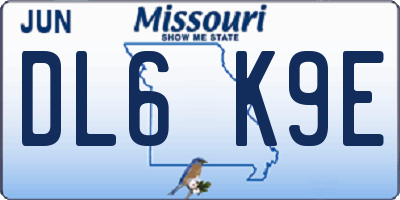 MO license plate DL6K9E