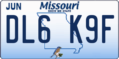 MO license plate DL6K9F
