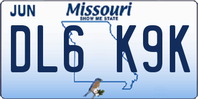 MO license plate DL6K9K