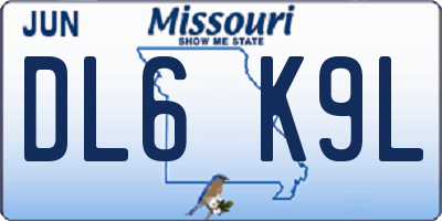 MO license plate DL6K9L