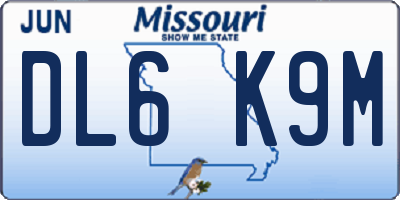 MO license plate DL6K9M
