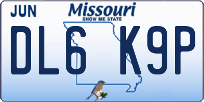 MO license plate DL6K9P