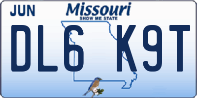 MO license plate DL6K9T