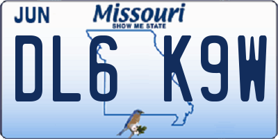 MO license plate DL6K9W