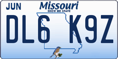 MO license plate DL6K9Z
