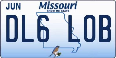 MO license plate DL6L0B