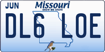 MO license plate DL6L0E