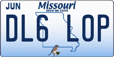 MO license plate DL6L0P