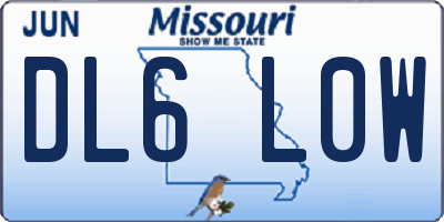 MO license plate DL6L0W