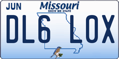 MO license plate DL6L0X