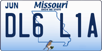 MO license plate DL6L1A