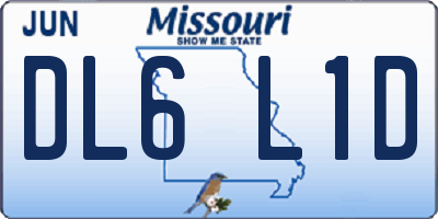 MO license plate DL6L1D