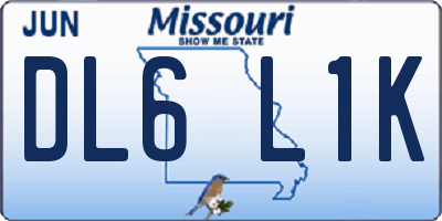 MO license plate DL6L1K