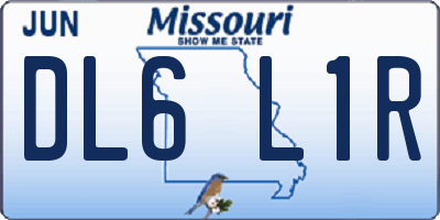 MO license plate DL6L1R