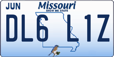 MO license plate DL6L1Z