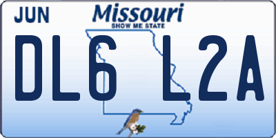 MO license plate DL6L2A