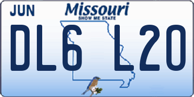 MO license plate DL6L2O