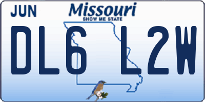 MO license plate DL6L2W
