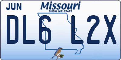 MO license plate DL6L2X
