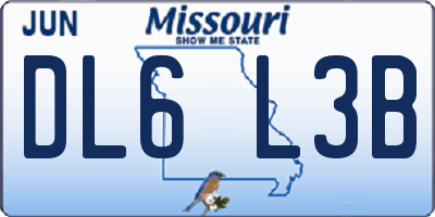 MO license plate DL6L3B