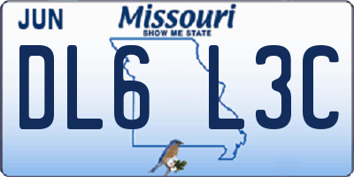 MO license plate DL6L3C