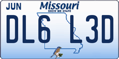 MO license plate DL6L3D