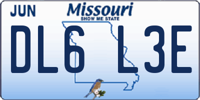 MO license plate DL6L3E