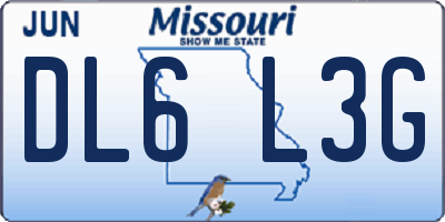 MO license plate DL6L3G