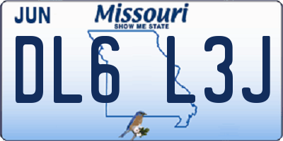 MO license plate DL6L3J