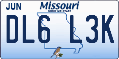 MO license plate DL6L3K