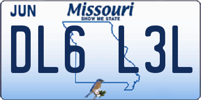MO license plate DL6L3L