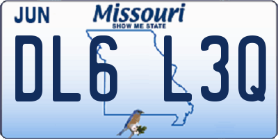 MO license plate DL6L3Q