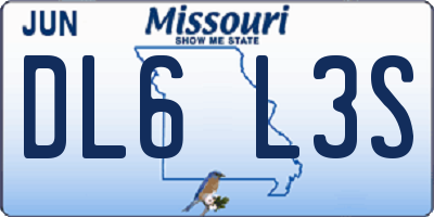 MO license plate DL6L3S